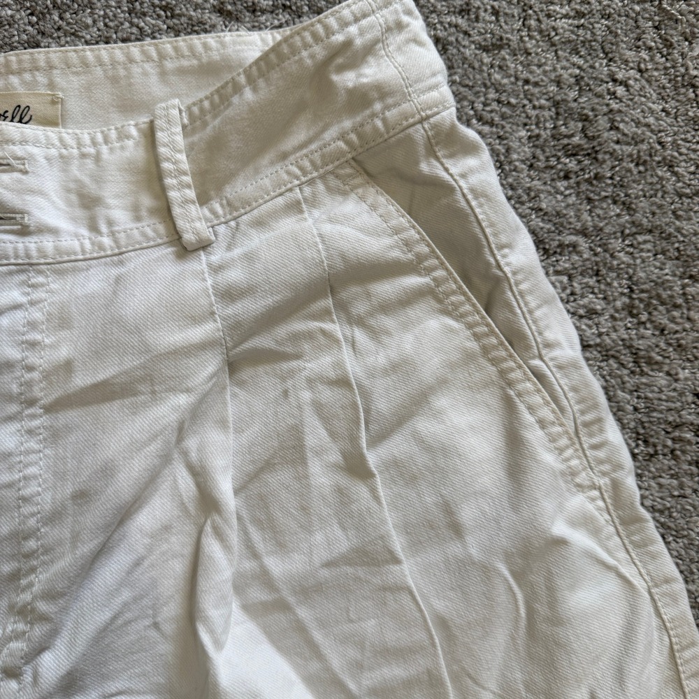 Madewell Pleated Cotton Linen Shorts Cream Sz 6 Coastal Minimal Tailored Preppy - Picture 3 of 11